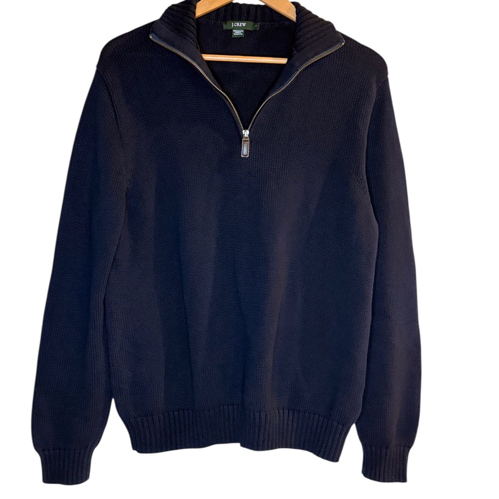 J. Crew Heritage Men's Navy quarter zip cotton sweater.